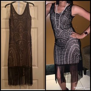 Black Sequined Flapper Dress